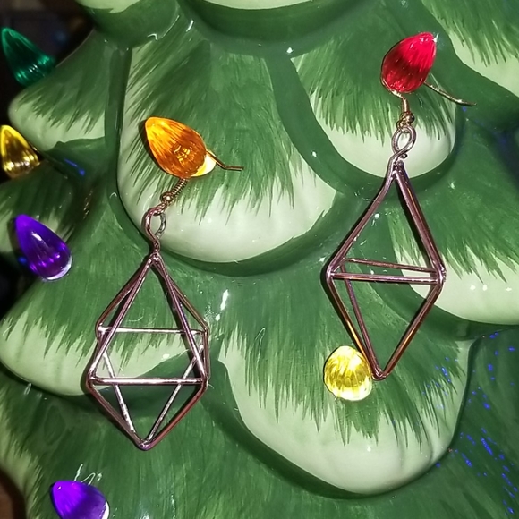 Handmade Geometric Earrings - Picture 2 of 2